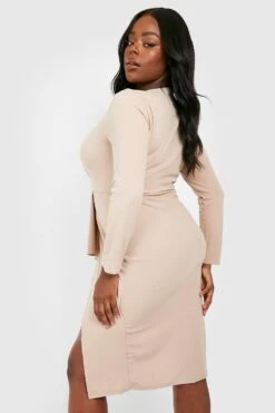 Vestito Scaldacuore Midi Plus Size Drappeggiato -Negozio al dettaglio Vestiti gzz27250 stone xl 1