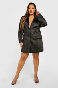Vestito Blazer Plus Size In Raso Effetto Lucido