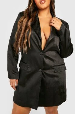 Vestito Blazer Plus Size In Raso Effetto Lucido 7 Vestito Blazer Plus Size In Raso Effetto Lucido -Negozio al dettaglio Vestiti gzz27251 black xl 3