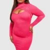 Vestito Midi Plus Size A Coste Ampie Con Cut-out