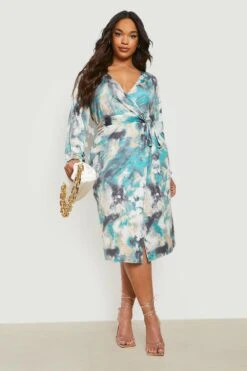 Vestito Scaldacuore Midi Plus Size Seducente In Fantasia Tie Dye