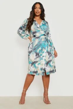 Vestito Scaldacuore Midi Plus Size Seducente In Fantasia Tie Dye -Negozio al dettaglio Vestiti gzz27345 blue xl 2