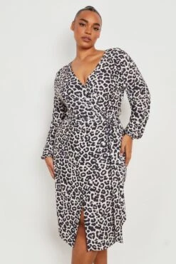 Vestito Scaldacuore Midi Plus Size Leopardato