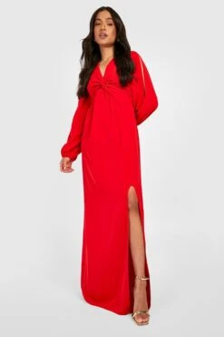 Vestito Maxi Petite A Maniche Lunghe Con Dettagli Attorcigliati -Negozio al dettaglio Vestiti gzz27411 red xl 2
