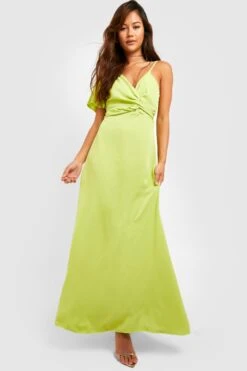 Vestito Maxi Petite Con Dettagli Attorcigliati E Maniche Ad Angelo -Negozio al dettaglio Vestiti gzz27413 lime xl 2