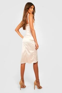 Vestito Midi Drappeggiato Stile Corsetto Con Scollo Profondo -Negozio al dettaglio Vestiti gzz27520 champagne xl 1