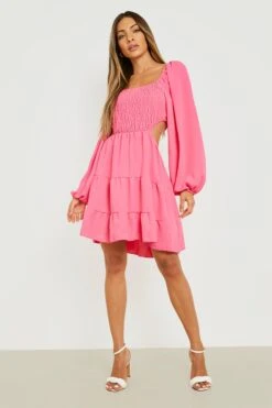 Vestito Grembiule A Maniche Lunghe Con Cut-out -Negozio al dettaglio Vestiti gzz27546 hot20pink xl 2