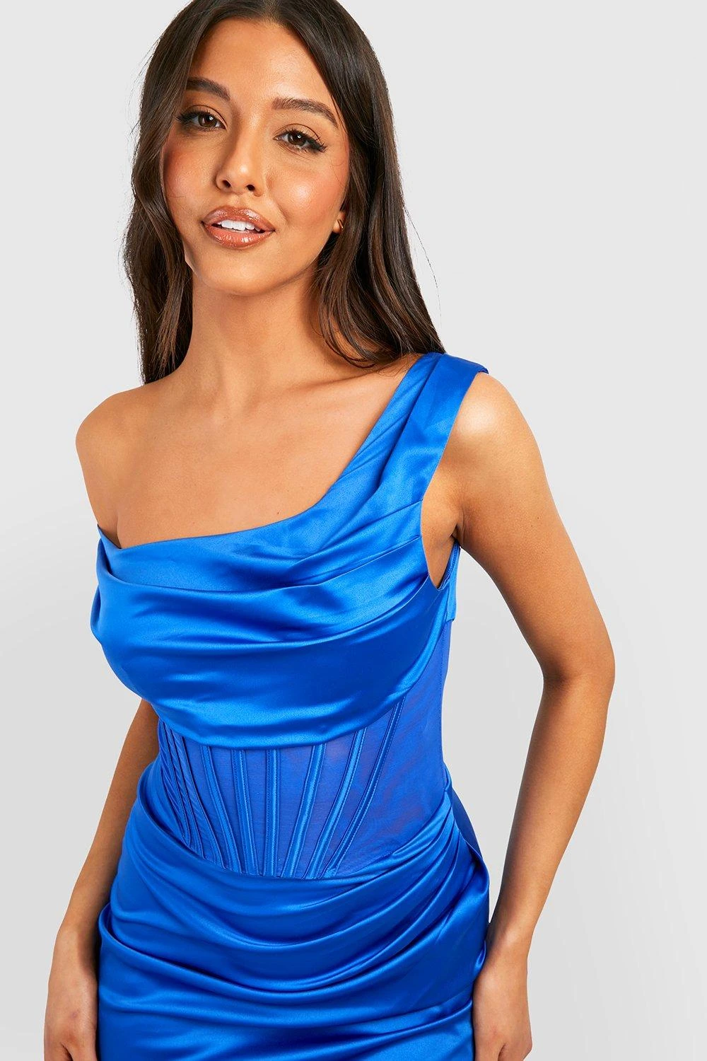 Vestito Midi Drappeggiato Stile Corsetto Con Spalle Scoperte 3 Vestito Midi Drappeggiato Stile Corsetto Con Spalle Scoperte - immagine 3