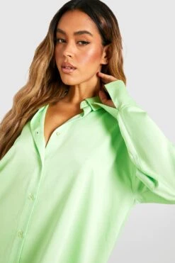 Vestito Camicia Super Oversize In Raso -Negozio al dettaglio Vestiti gzz27559 lime xl 3