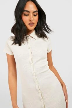 Vestito Midi A Coste In Fibre Riciclate Con Bottoni -Negozio al dettaglio Vestiti gzz27564 stone xl 3