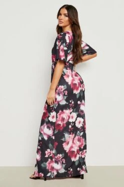 Vestito Scaldacuore Maxi A Fiori Con Maniche Ad Angelo -Negozio al dettaglio Vestiti gzz27571 black xl 1