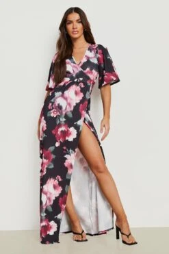 Vestito Scaldacuore Maxi A Fiori Con Maniche Ad Angelo -Negozio al dettaglio Vestiti gzz27571 black xl 2