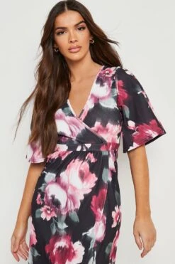 Vestito Scaldacuore Maxi A Fiori Con Maniche Ad Angelo -Negozio al dettaglio Vestiti gzz27571 black xl 3