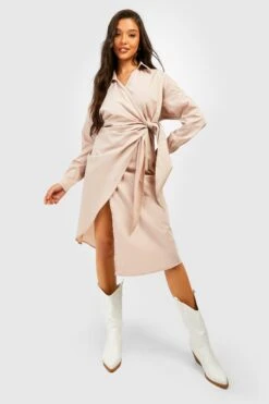 Vestito Camicia Scaldacuore Midi In Cotone Popeline -Negozio al dettaglio Vestiti gzz27582 stone xl 2