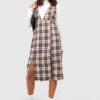Vestito Scamiciato Midi A Quadri Spazzolati