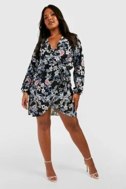 Vestito Scaldacuore Plus Size A Fiori -Negozio al dettaglio Vestiti gzz27866 black xl 2