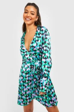 Vestito Camicia Con Motivi Geometrici E Cintura 6 Vestito Camicia Con Motivi Geometrici E Cintura -Negozio al dettaglio Vestiti gzz27909 green xl 2