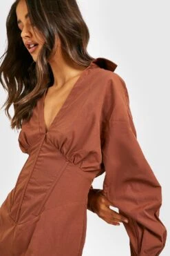 Vestito Camicia Con Dettagli Stile Corsetto -Negozio al dettaglio Vestiti gzz27912 chocolate xl 3