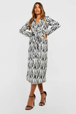 Vestito Camicia Midi In Tessuto Zebrato -Negozio al dettaglio Vestiti gzz27928 black xl 2