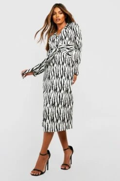 Vestito Camicia Midi In Tessuto Zebrato -Negozio al dettaglio Vestiti gzz27928 black xl 3