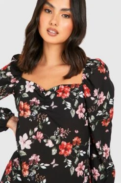 Vestito Longuette A Fiori Con Maniche Ampie E Spacco Sul Fondo 7 Vestito Longuette A Fiori Con Maniche Ampie E Spacco Sul Fondo -Negozio al dettaglio Vestiti gzz27933 black xl 3