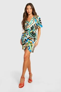 Vestito Camicia Scaldacuore A Maniche Corte In Fantasia Astratta