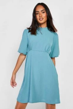 Vestito A Collo Alto Con Maniche A Sbuffo -Negozio al dettaglio Vestiti gzz27958 teal xl 2