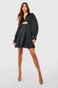 Vestito In Raso Con Cut-out -Negozio al dettaglio Vestiti gzz27969 black xl 2