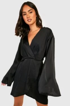 Vestito Scaldacuore In Raso Con Maniche A Mantella -Negozio al dettaglio Vestiti gzz27972 black xl 2