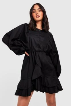 Vestito Camicia In Cotone Con Maniche Ampie -Negozio al dettaglio Vestiti gzz27975 black xl 2