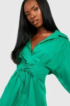 Vestito Camicia In Cotone Con Laccetti -Negozio al dettaglio Vestiti gzz28005 green xl 3