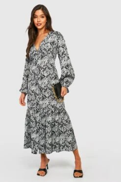 Vestito Midi A Maniche Lunghe A Fiori -Negozio al dettaglio Vestiti gzz28010 black xl 2