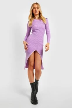 Vestito In Maglia In Due Toni Con Scollo Bardot