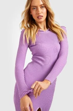 Vestito In Maglia In Due Toni Con Scollo Bardot -Negozio al dettaglio Vestiti gzz28069 berry xl 2