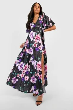 Vestito Maxi Premaman Da Cerimonia A Fiori -Negozio al dettaglio Vestiti gzz28369 black xl 2
