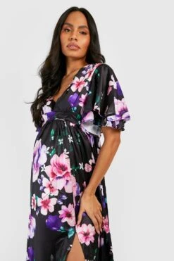 Vestito Maxi Premaman Da Cerimonia A Fiori -Negozio al dettaglio Vestiti gzz28369 black xl 3
