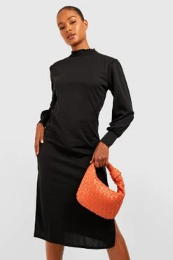 Vestito A Trapezio Midi Tall A Collo Alto Con Maniche Lunghe -Negozio al dettaglio Vestiti gzz28374 black xl 2