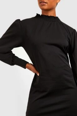 Vestito A Trapezio Midi Tall A Collo Alto Con Maniche Lunghe -Negozio al dettaglio Vestiti gzz28374 black xl 3