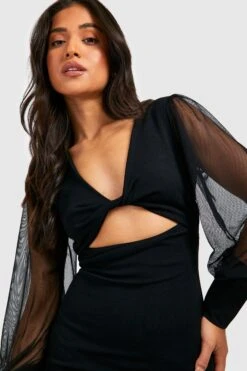 Vestito Midi Petite Con Dettagli Attorcigliati E Maniche Ampie In Rete 7 Vestito Midi Petite Con Dettagli Attorcigliati E Maniche Ampie In Rete -Negozio al dettaglio Vestiti gzz28431 black xl 3