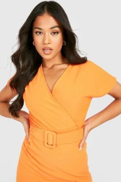 Vestito Skater Petite Con Scollo Bardot E Cintura -Negozio al dettaglio Vestiti gzz28438 orange xl 3