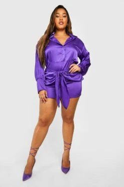 Vestito Midi Plus Size A Incrocio Con Spalle Scoperte -Negozio al dettaglio Vestiti gzz28468 purple xl 2