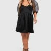 Vestito Skater Plus Size Con Maniche In Organza