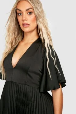 Vestito Maxi Plus Size Da Cerimonia In Raso A Pieghe Con Scollo Profondo 7 Vestito Maxi Plus Size Da Cerimonia In Raso A Pieghe Con Scollo Profondo -Negozio al dettaglio Vestiti gzz28523 black xl 3