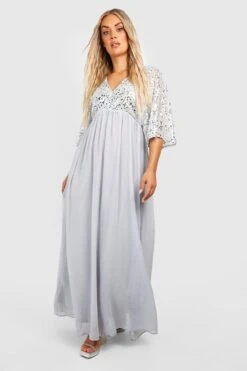 Vestito Maxi Plus Size In Chiffon Con Paillettes