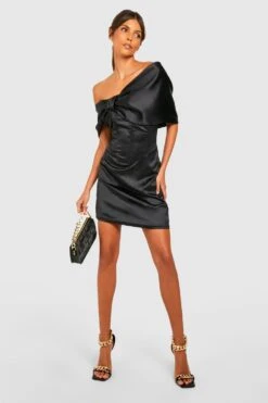 Vestito In Raso Con Scollo Bardot E Dettagli Stile Corsetto -Negozio al dettaglio Vestiti gzz28601 black xl 2