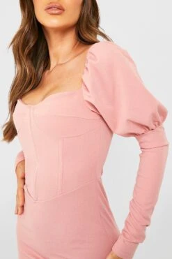 Vestito Midi Con Dettagli Stile Corsetto E Maniche A Sbuffo -Negozio al dettaglio Vestiti gzz28616 rose xl 3