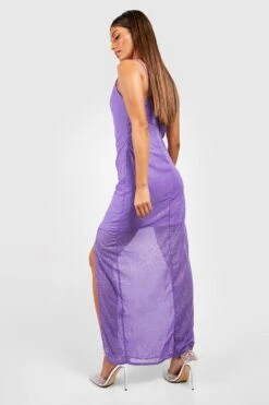 Vestito Maxi Da Party Glitterato Con Scollo A Cappuccio -Negozio al dettaglio Vestiti gzz28651 purple xl 1