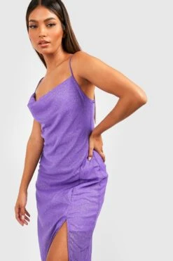 Vestito Maxi Da Party Glitterato Con Scollo A Cappuccio -Negozio al dettaglio Vestiti gzz28651 purple xl 2