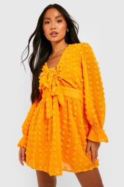 Vestito Skater Petite In Rete Plumetis Con Trama E Laccetti Frontali