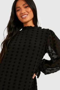 Vestito A Trapezio Petite A Collo Alto In Rete Plumetis Con Trama -Negozio al dettaglio Vestiti gzz28767 black xl 3